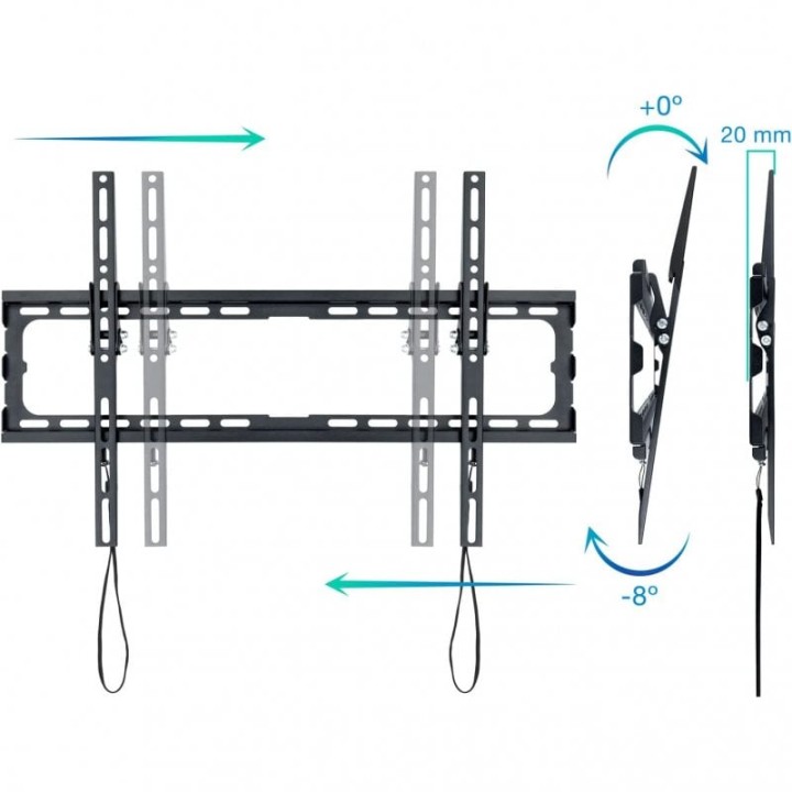 TooQ Soporte de Pared Inclinable para Monitor/TV 37"-80" VESA 600x400 Máx. 45Kg