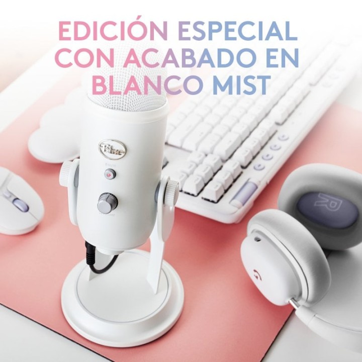 Blue Mic Yeti para The Aurora Collection Micrófono USB Multipatrón Premium con Blue VO!CE Blanco