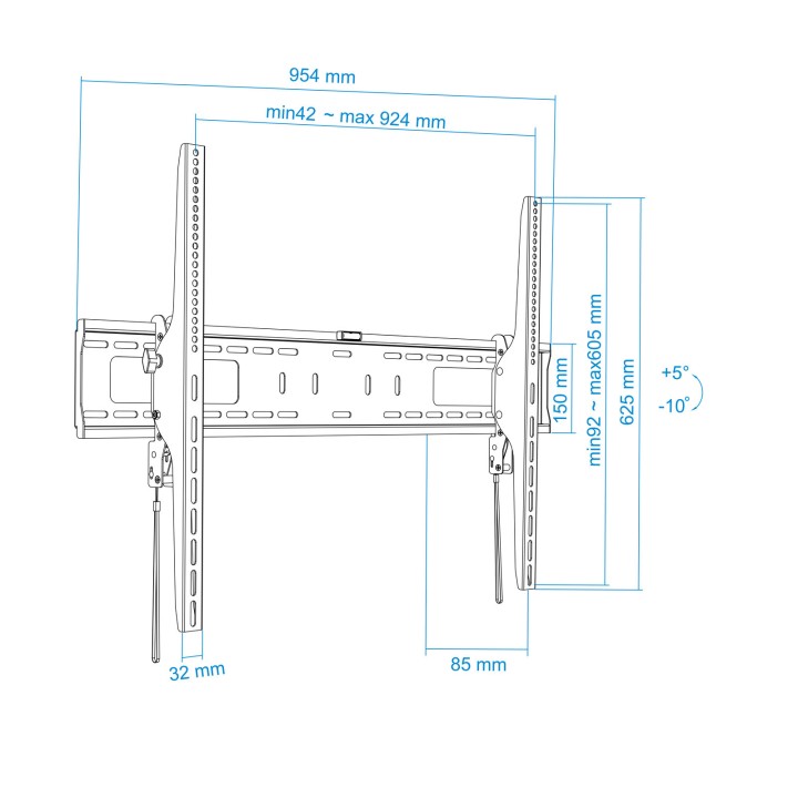 Soporte Pared TOOQ 60"-100" Inclina 75Kg (LP42100T-B)
