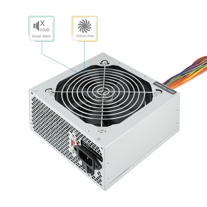 Fuente TooQ EP-II ATX 500W 120mm Plata (TQEP-500S-INT)
