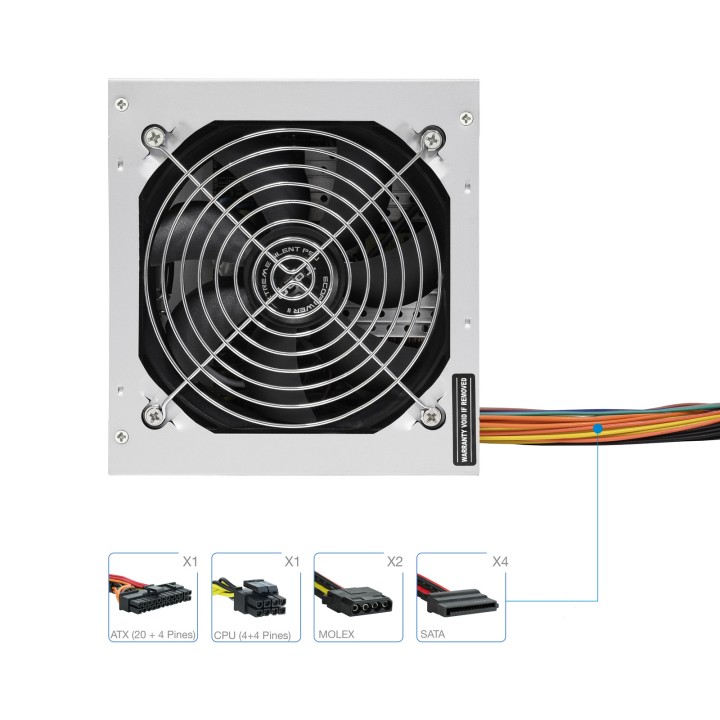 Fuente TooQ EP-II ATX 500W 120mm Plata (TQEP-500S-INT)