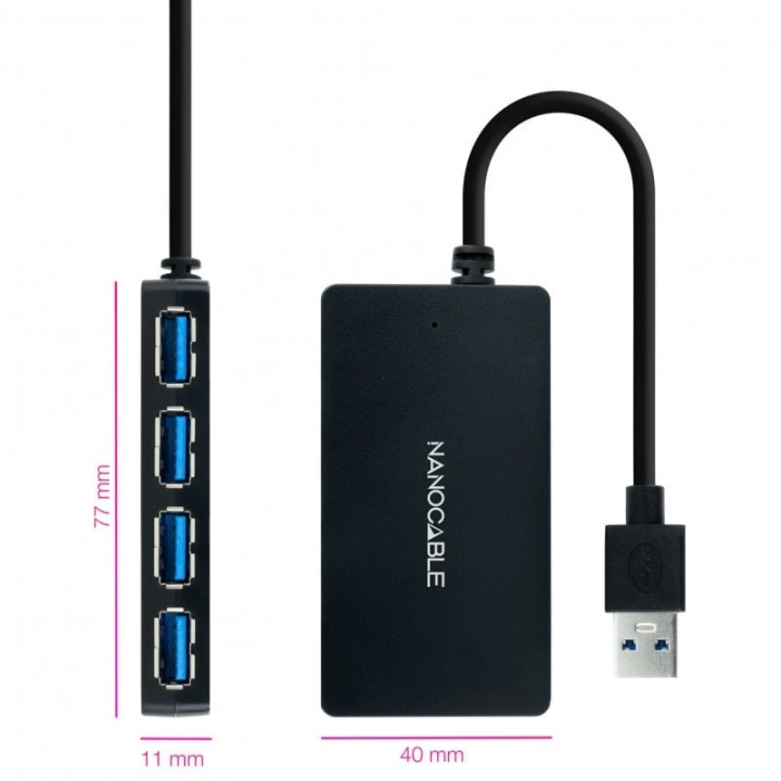 Nanocable 10.16.4403 Hub 4x USB 3.0 Negro