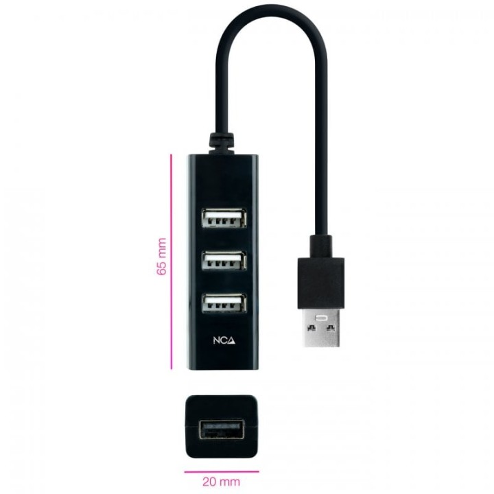 Nanocable 10.16.4404 Hub 4x USB 2.0 Negro