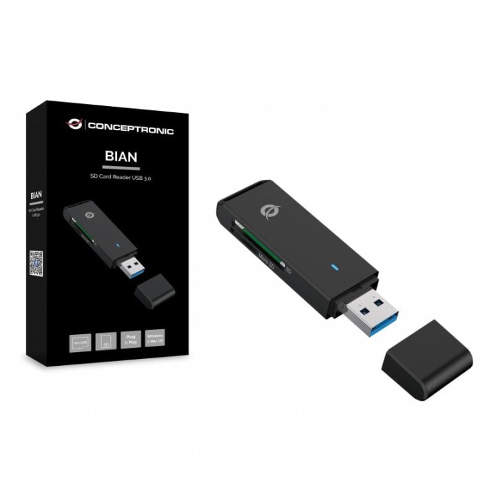 Conceptronic BIAN02B Lector de Tarjetas SD USB 3.0 Negro