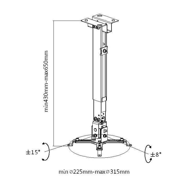 Soporte EQUIP Pared Proyector 20Kg Negro (EQ650702)