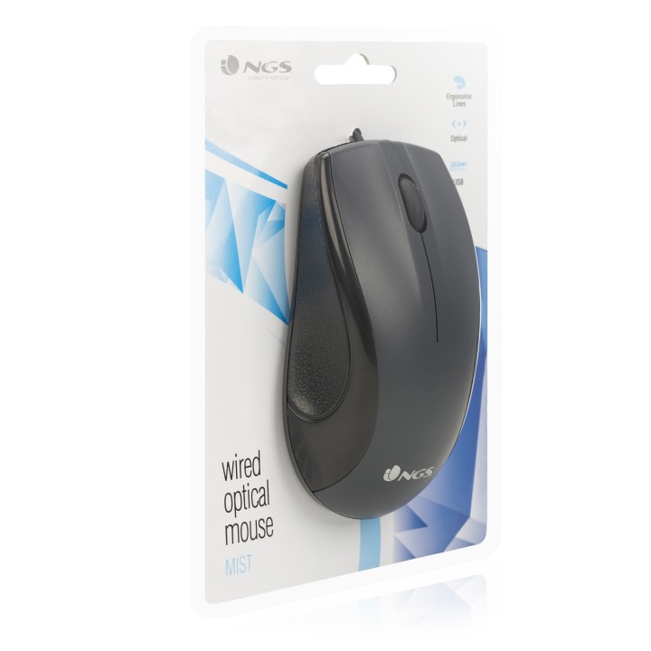 Ratón NGS Óptico USB-A 800dpi Negro (MIST)