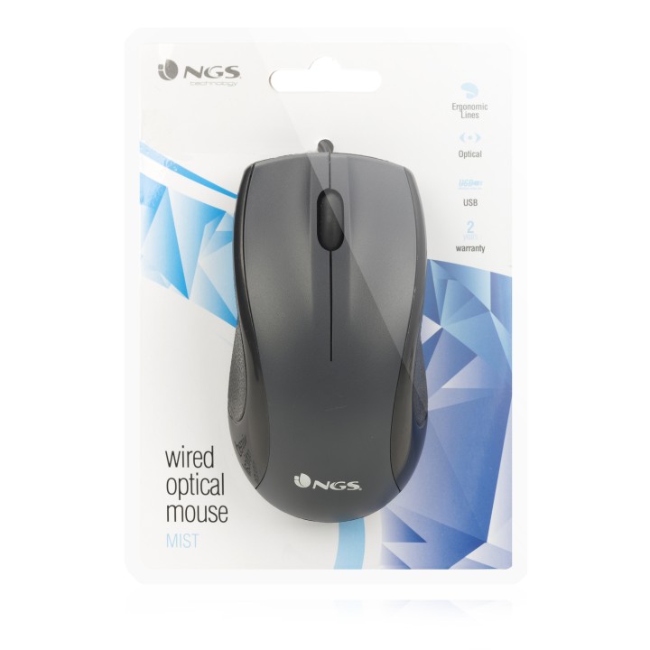 Ratón NGS Óptico USB-A 800dpi Negro (MIST)