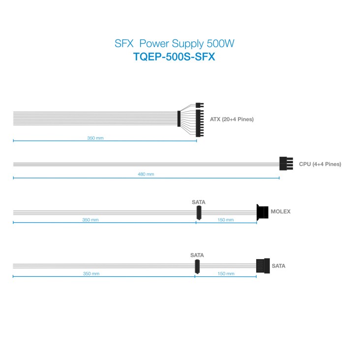 Fuente TooQ EP-II SFX 500W 80mm Plata (TQEP-500S-SFX)