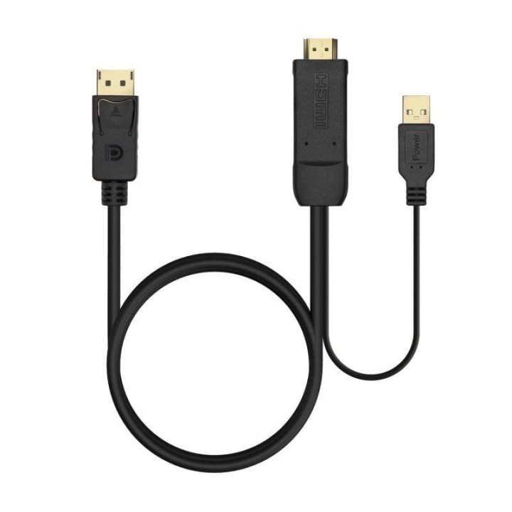 Aisens A122-0641 Cable Conversor Activo HDMI 2.0 a DisplayPort V1.2 HDMI/M-USB/M-DP/M 1.8m Negro