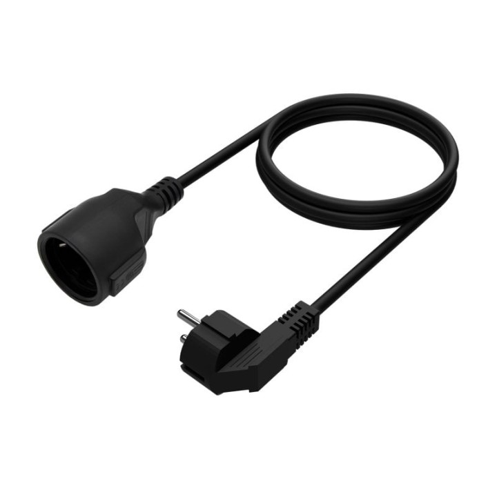 Aisens Cable Alargador de Alimentación Schuko CEE7 Macho/Hembra 2m Negro