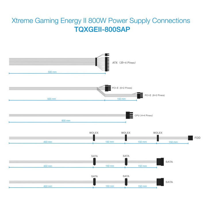 Fuente Gaming TooQ 800W ATX 80+ Bronze (TQXGEII-800SAP)