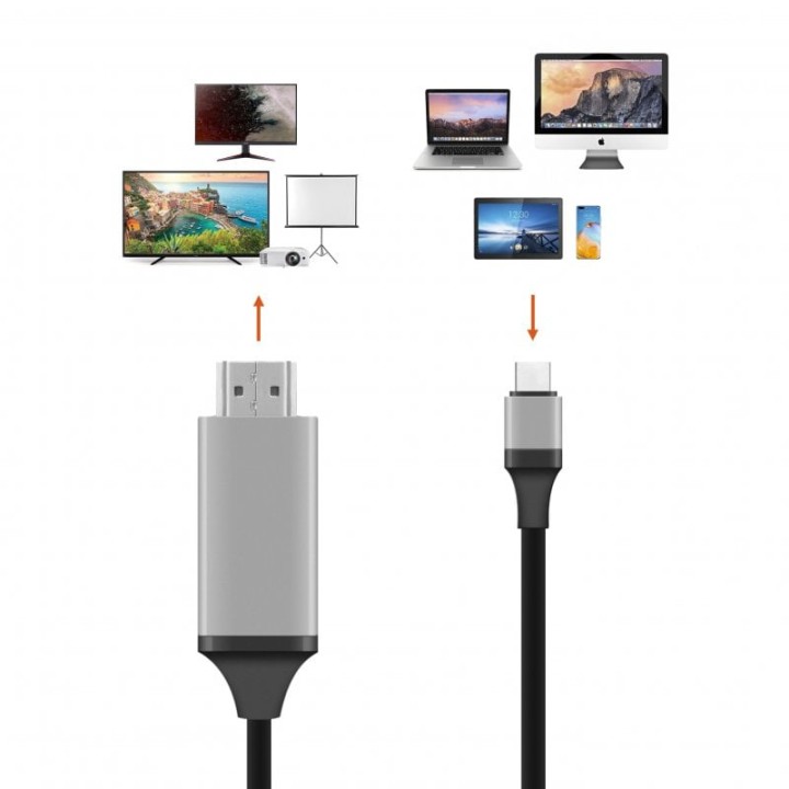 PcCom Essential Cable USB-C a HDMI 4K 1.8 m Negro