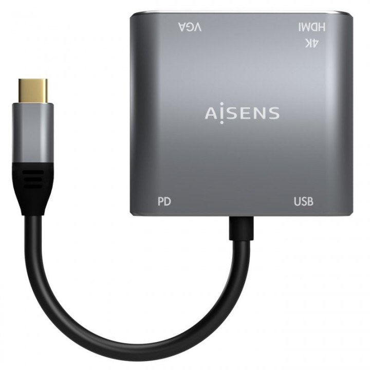 Aisens A109-0626 Adaptador USB-C a HDMI/VGA/USB-C/USB 3.0 15cm Gris
