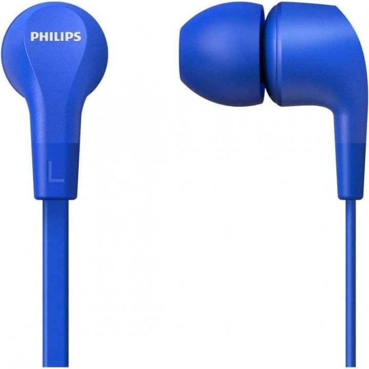 Auriculares Philips TAE1105BL con cable, conexión 3,5 mm, micrófono y control remoto, azul