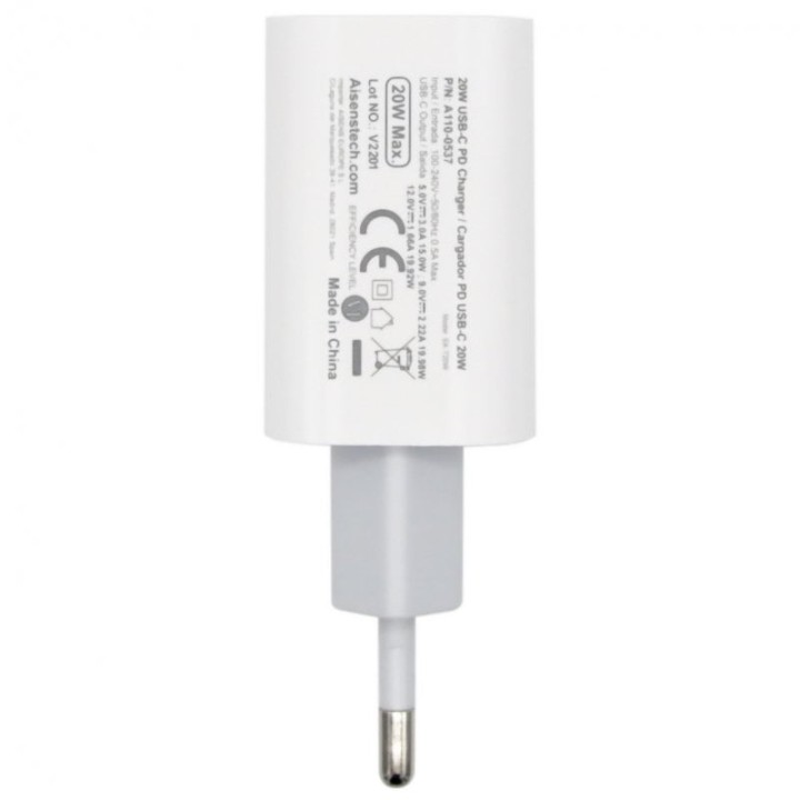 Aisens A110-0537 Cargador de Pared USB-C 20W Blanco