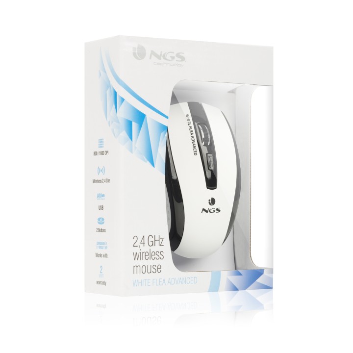 Ratón NGS Óptico RF 1600dpi Blanco (FLEA ADVANCE WHITE)