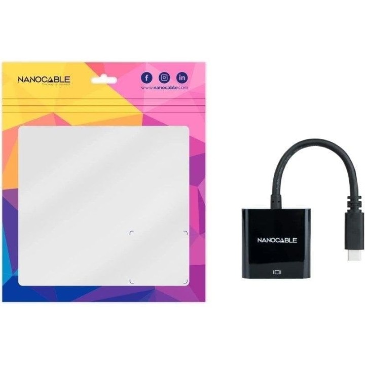 Adaptador gráfico USB Nanocable 10.16.4101-BK USB-C a VGA 10 cm Negro Plug and Play