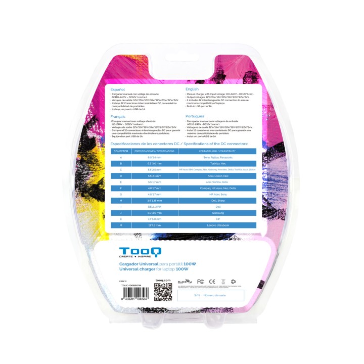 Cargador TooQ 100W 12 DC 1xUSB Negro (TQLC-100BS01M)
