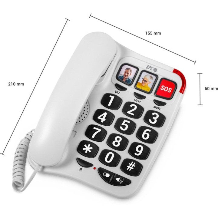 SPC Comfort Numbers 2 Teléfono Sobremesa para Mayores Blanco