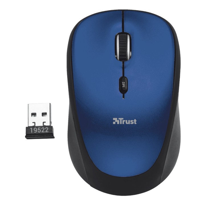 Ratón Trust Yvi Óptico Wireless RF 1600dpi Azul (19663)