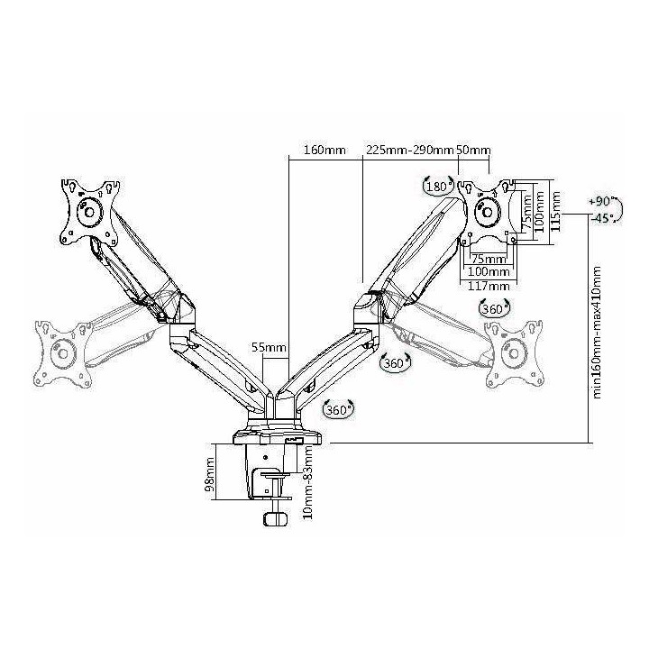 Soporte Mesa EQUIP 17"-32" Gira/Inclina 9kg (EQ650121)