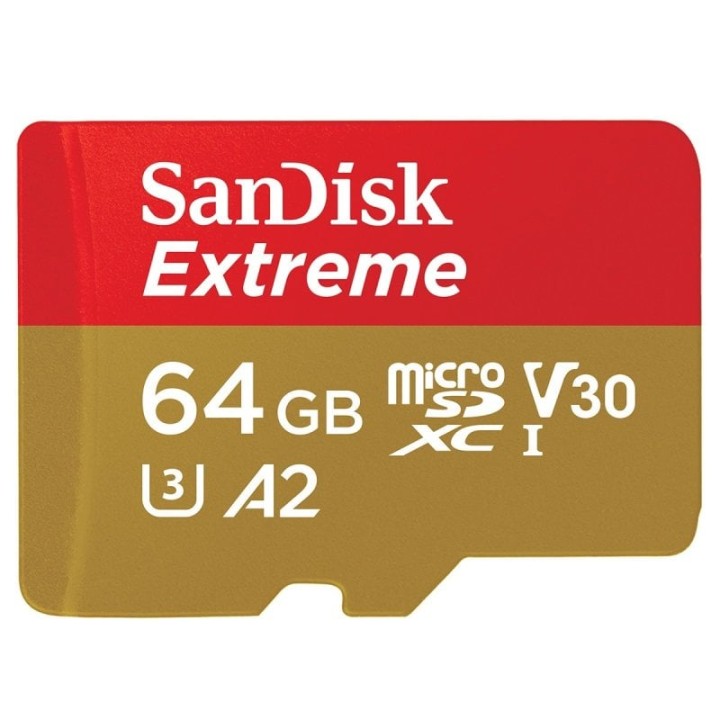 SanDisk Extreme MicroSDXC 64GB UHS-I A2 V30 Clase 10 con Adaptador SD