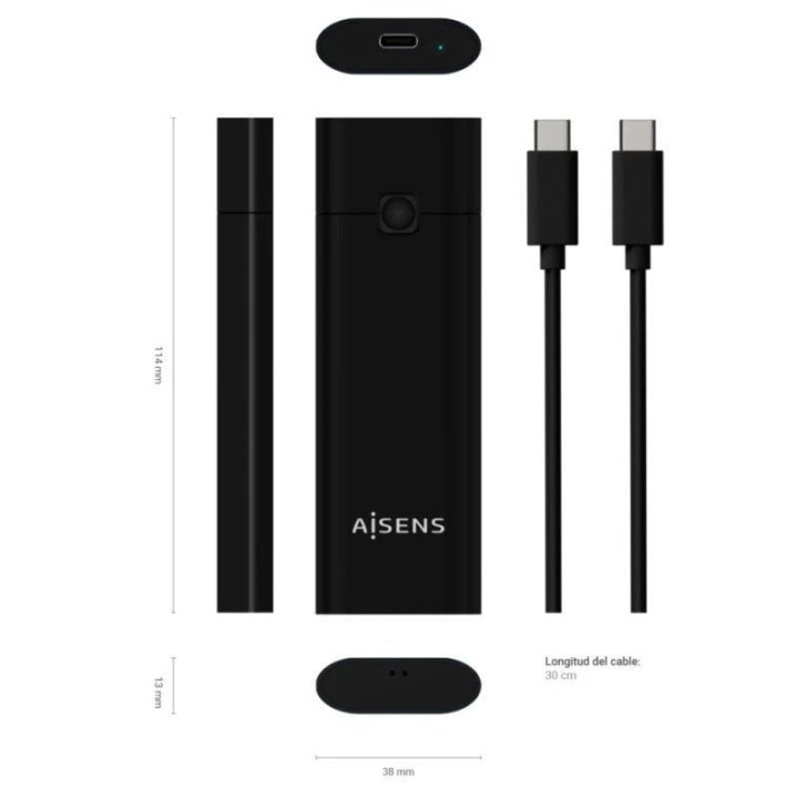 Aisens Carcasa Disco SSD M.2 NVMe USB 3.1 Gen2 Negra