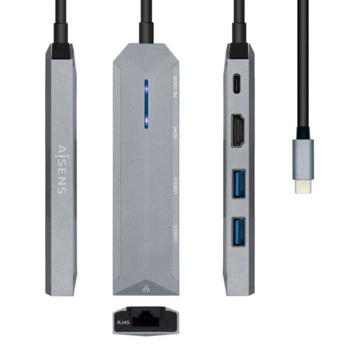 Aisens Docking USB-C 3.2 5 en 1 Multipuerto Gris