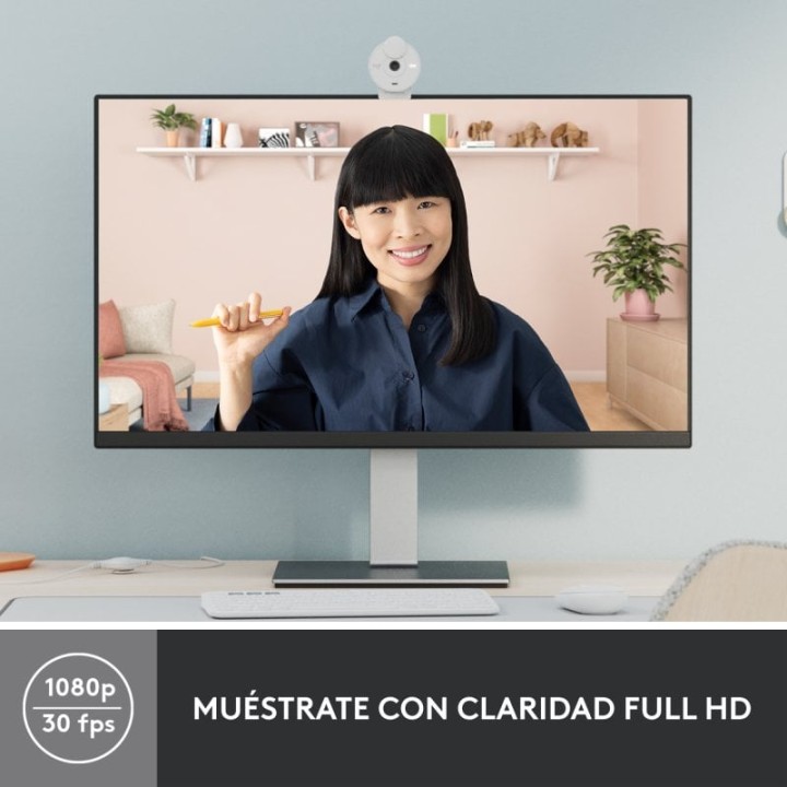 Logitech Brio 300 Webcam FullHD Blanco Crudo
