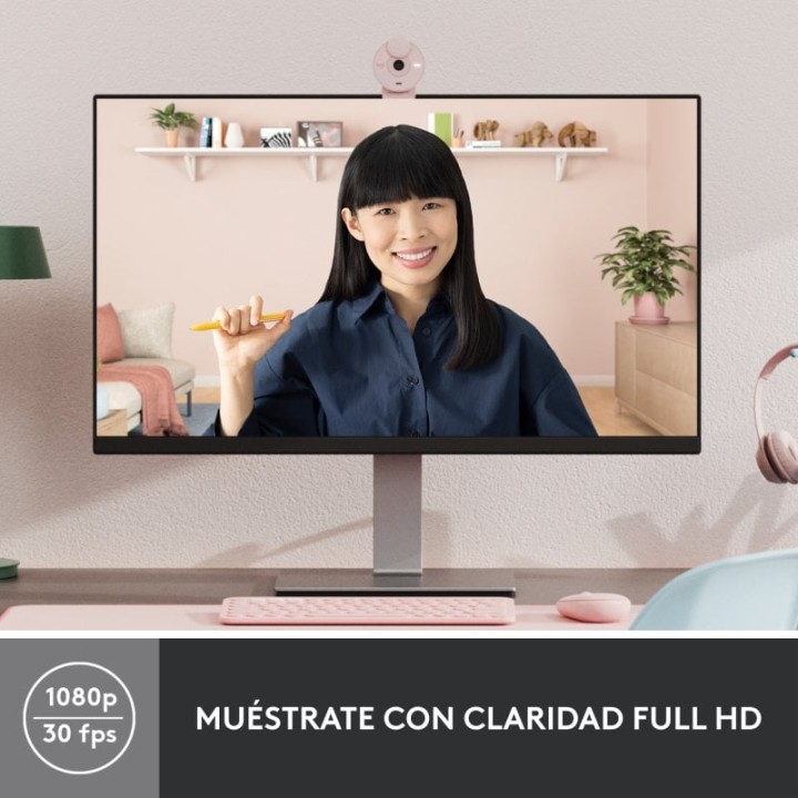 Logitech Brio 300 Webcam FullHD Rosada