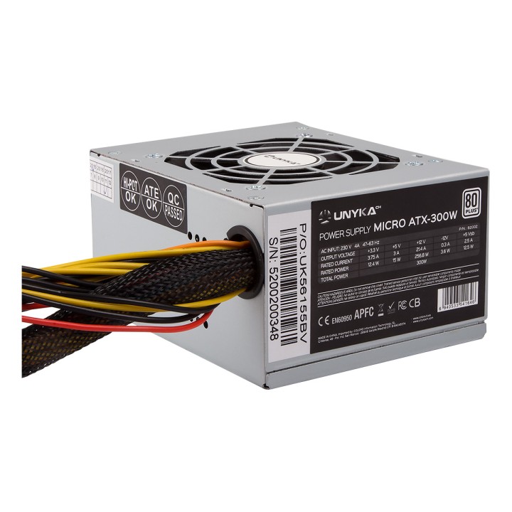Fuente UNYKA SFX 300W PFC 85% 80mm Bulk Plata (52002)