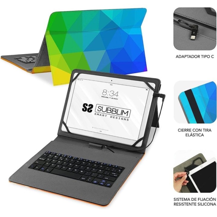 Subblim Keytab Funda Universal con Teclado Triángulos para Tablet 11.1"