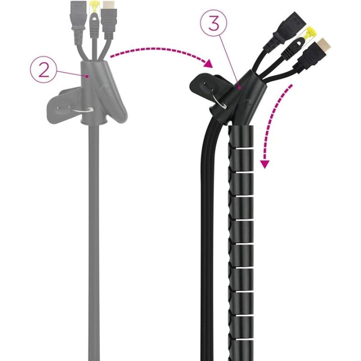 Nanocable Organizador de Cables Flexible 25mm 3m Negro