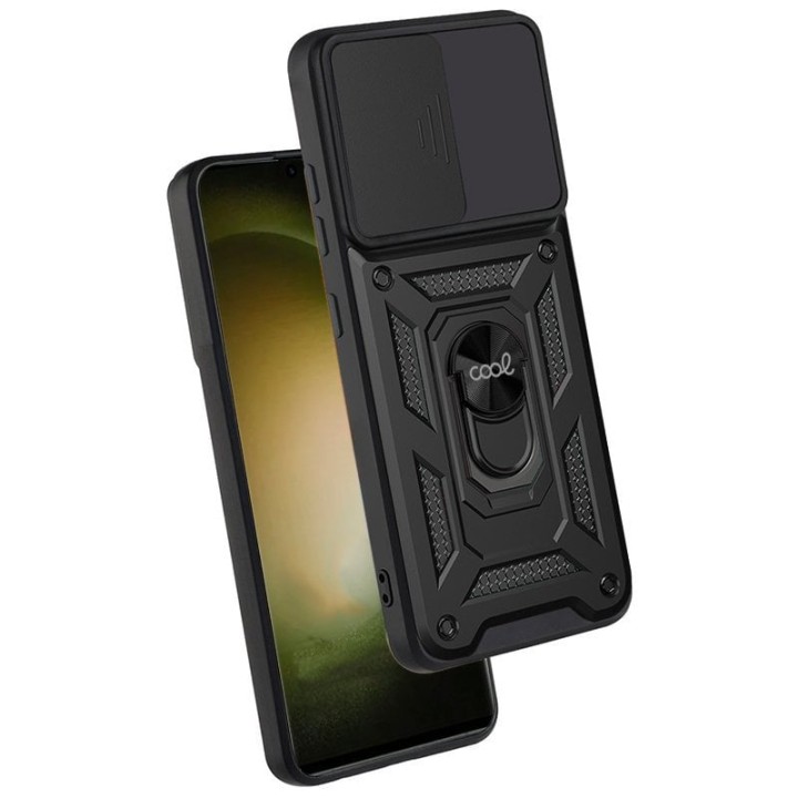 Cool Funda Hard Ring Negra para Samsung S918 Galaxy S23 Ultra