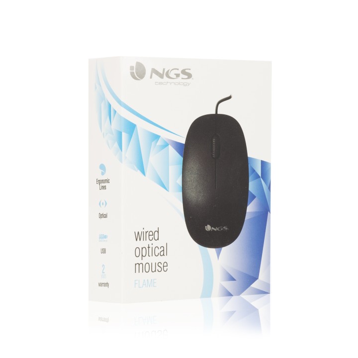 Ratón NGS Óptico USB-A 1000dpi Negro (FLAME BLACK)