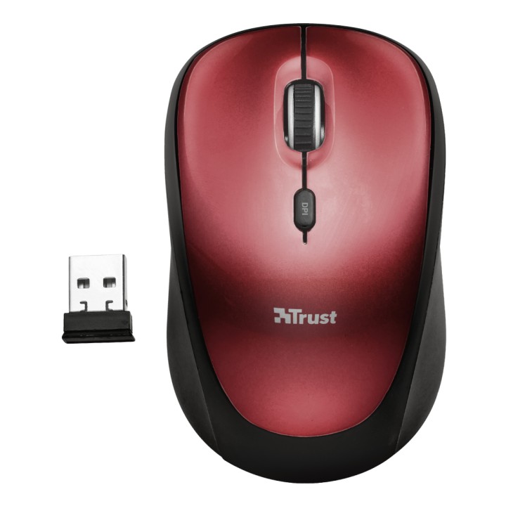 Ratón Trust Yvi Óptico Wireless RF 1600dpi Rojo (19522)