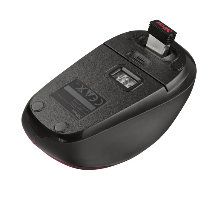 Ratón Trust Yvi Óptico Wireless RF 1600dpi Rojo (19522)