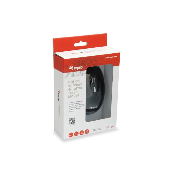 Ratón EQUIP Life Óptico RF 1600dpi Negro (EQ245104)