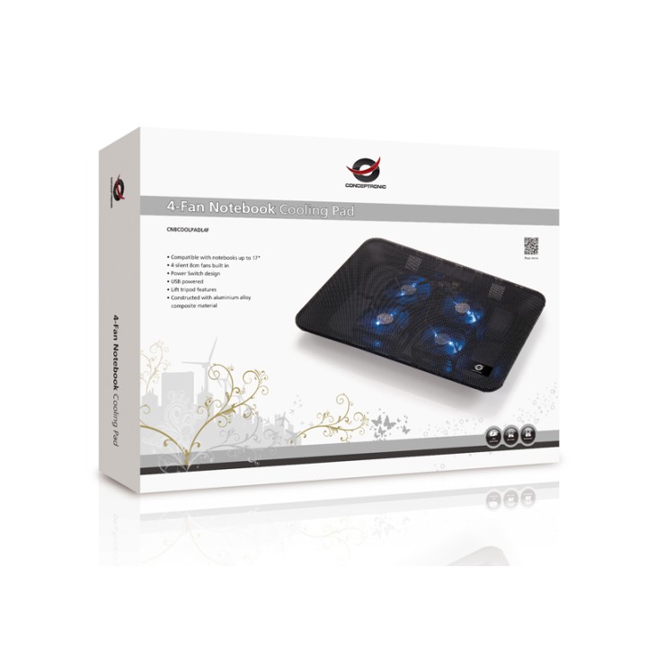 Base Refrigeración CONCEPTRONIC 17" USB (CNBCOOLPAD4F)
