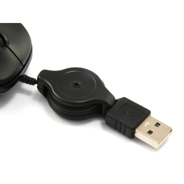 Ratón EQUIP Life Óptico USB Retráctil Negro (EQ245103)