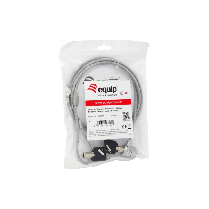 Cable seguridad EQUIP con llave 1.5m (EQ245401)