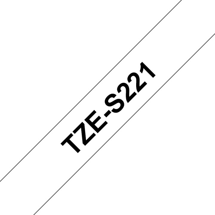 Cinta BROTHER 9mm 8m Negro sobre Blanco (TZe-S221)