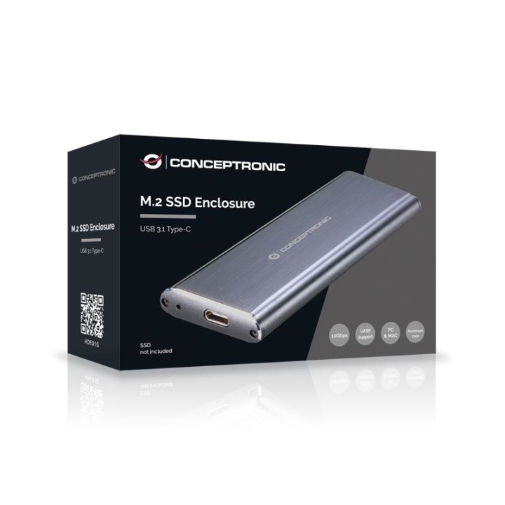 Caja CONCEPTRONIC SSD M.2/SATA USB-C 3.1 Gris (HDE01G)