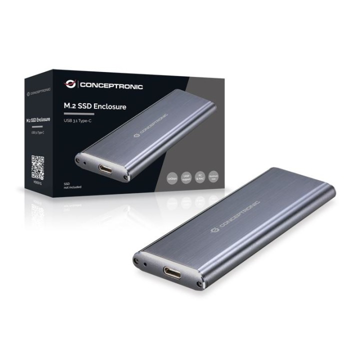 Caja CONCEPTRONIC SSD M.2/SATA USB-C 3.1 Gris (HDE01G)