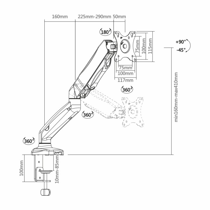 Soporte Mesa AISENS 13"-27" Gira/Inclina (DT27TSR-043)