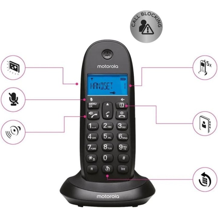 Motorola C1001 CB+ Teléfono Inalámbrico DECT Negro