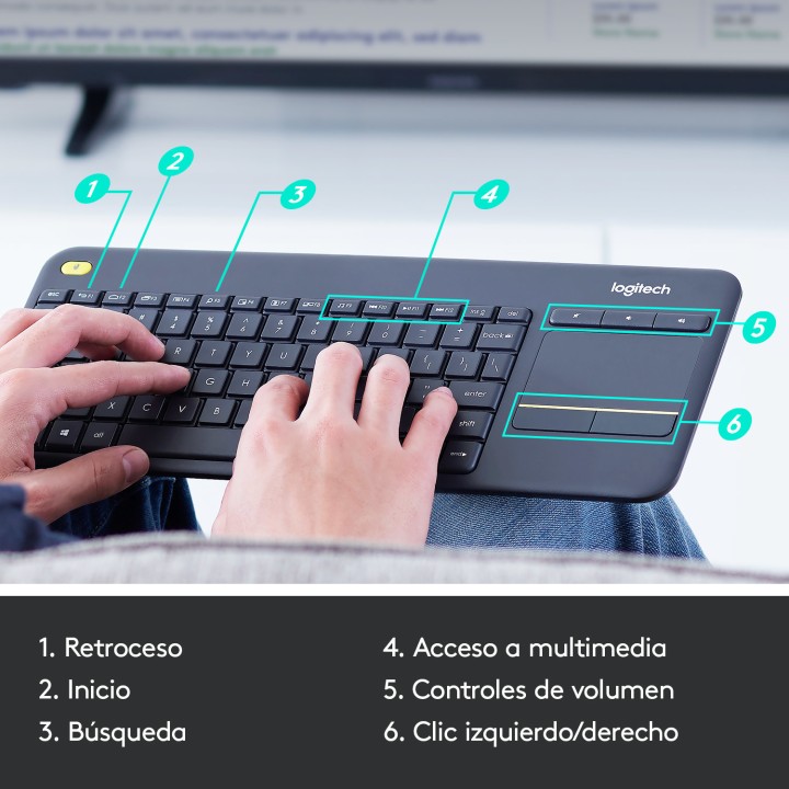 Teclado LOGITECH K400 Plus Wireless Negro (920-007137)