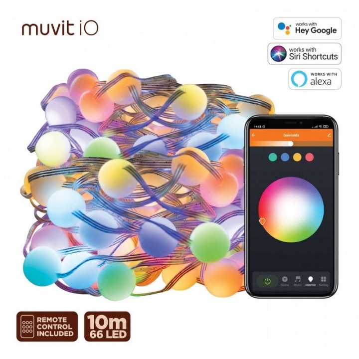 Muvit iO Guirnalda Outdoor WiFi Dreamcolor Mini Globo RGB 10m