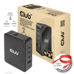 Cargador Viaje Club 3D 140W 3xUSB-C+1xUSB-A (CAC-1917)
