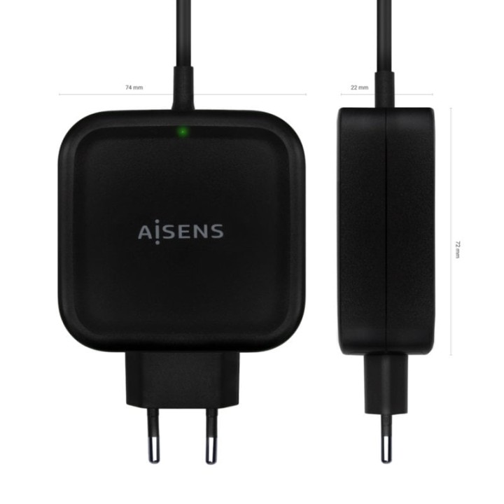 Aisens ASCH-1PD65WL-BK Cargador de Pared 1x USB Tipo-C 65W Negro
